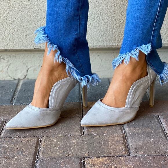 Desert Rider Ash GREY Scalloped Stiletto Heel Pump - Picture 7 of 13